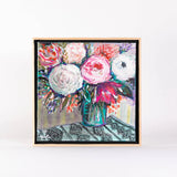 Pink Rosette - 13" x 13" Framed