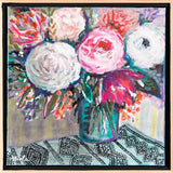 Pink Rosette - 13" x 13" Framed
